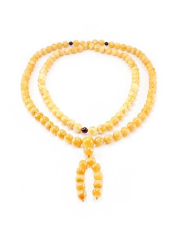 108 Honey Amber Mala Beads With Dangle, image 