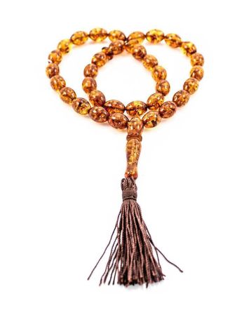 33 Amber Muslim Prayer Beads With Tassel, image 