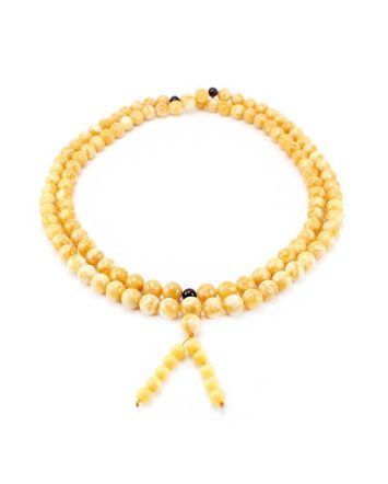 Vintage Style Honey Amber Buddhist Prayer Beads With Dangle, image 