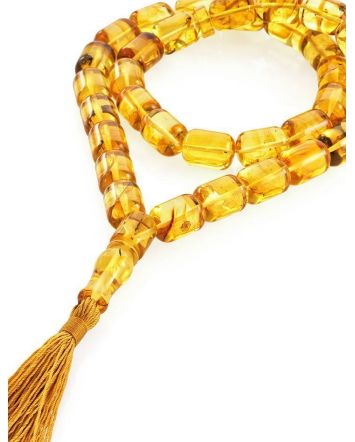 Exclusive Amber With Inclusions Barrel Beaded Rosary, image 