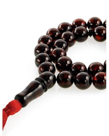 Dark Cherry Amber Islamic Prayer Beads, image 