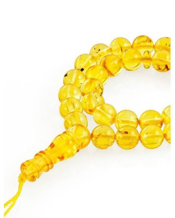 33 Lemon Amber Ball Beaded Islamic Rosary, image 