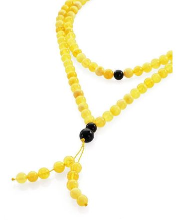 Honey Amber Buddhist Prayer Beads With Dangle, image 