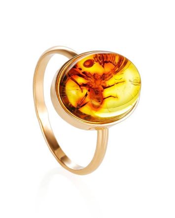 Amber With Inclusion In Gold Ring The Clio, Ring Size: 6 / 16.5, image 