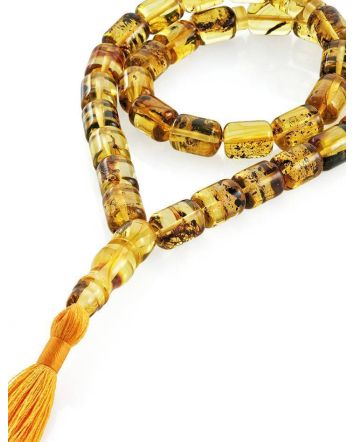 Lemon Amber With Inclusions Prayer Beads With Tassel, image 