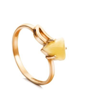 Refined Golden Ring With Honey Amber, Ring Size: 8 / 18, image 