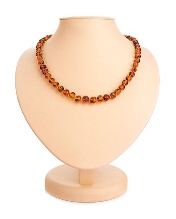 Cognac Amber Ball Beaded Necklace, image 
