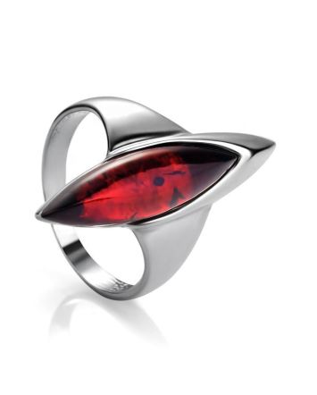 Cherry Amber Ring In Sterling Silver The Gaudi, Ring Size: 8.5 / 18.5, image 