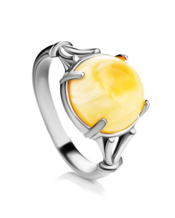 Pretty Honey Amber Ring In Sterling Silver The Shanghai, Ring Size: 11.5 / 21, image 