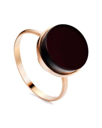 Geometric Gold Plated Amber Ring The Furor, Ring Size: Adjustable, image 