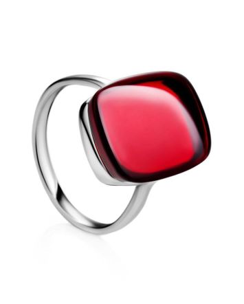 Red Amber Ring in Sterling Silver The Sangria, Ring Size: 6.5 / 17, image 