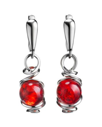 Classy Baltic Amber Earrings In Sterling Silver The Flamenco, image 