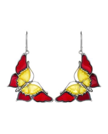 Amber Butterfly Dangles In Sterling Silver The April, image 