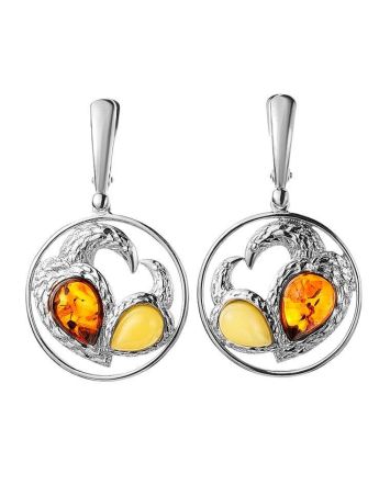 Bold Round Silver Amber Dangles The Lyric, image 