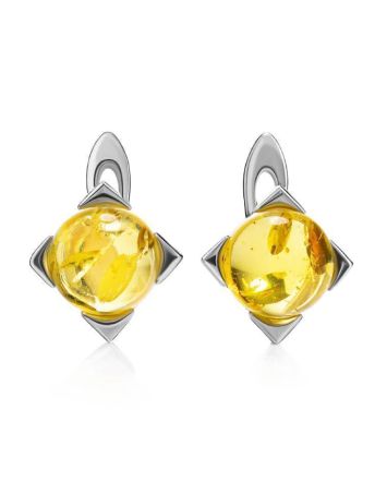 Geometric Amber Silver Earrings The Rondo, image 