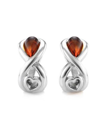Cute Silver Amber Earrings The Amour, image 