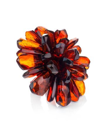 Amber Adjustable Floral Ring The Chrysanthemum, Ring Size: Adjustable, image 