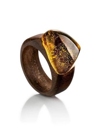 Ethnic Wooden Amber Ring The Indonesia, Ring Size: 10 / 20, image 