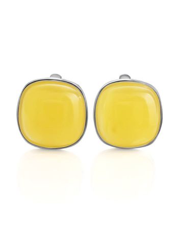 Square Amber Silver Earrings The Copenhagen, image 
