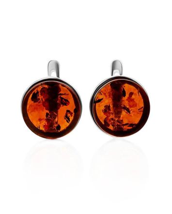 Cognac Amber Silver Earrings The Furor, image 