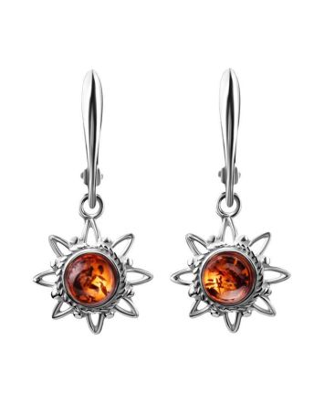 Sterling Silver Dangles With Cognac Amber The Helios, image 