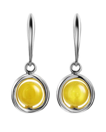 Honey-Sweet Amber Earrings In Sterling Silver The Flamenco, image 