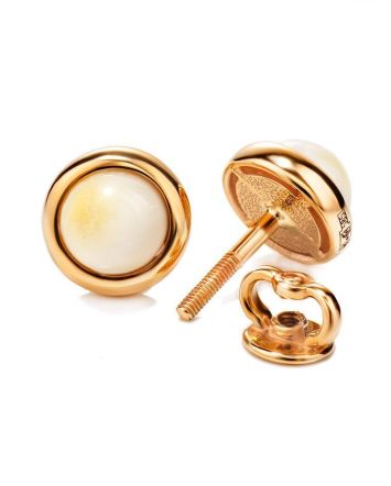 Honey Amber Stud Earrings In Gold The Berry, image 