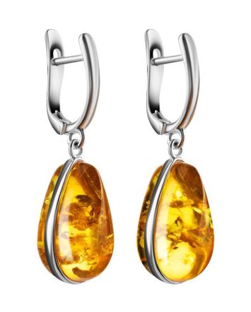 Amber Silver Drop Earrings The Pulse, image 