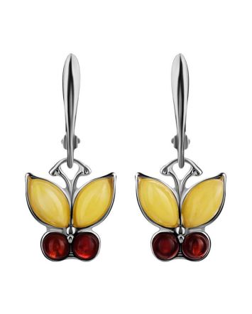 Multicolor Amber Butterfly Dangles In Sterling Silver The April, image 