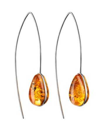 Silver Hook Earrings With Lemon Amber The Pulse, image 