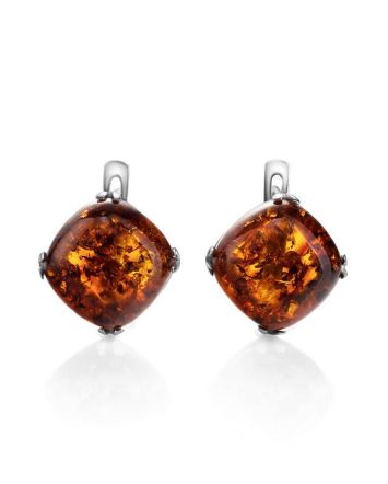 Shimmering Amber Earrings In Silver The Byzantium, image 