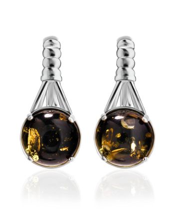 Stylish Amber Earrings In Sterling Silver The Shanghai, image 