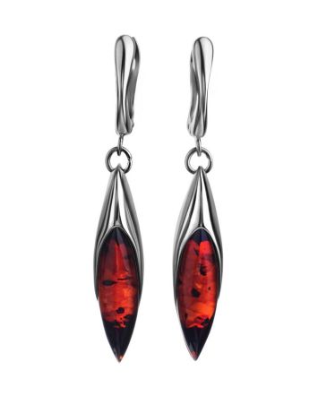 Elegant Silver Amber Dangle Earrings The Gaudi, image 