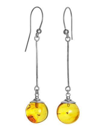 Amber Silver Dangles With Insect Inclusions The Clio, image 