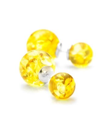 Lemon Amber Stud Earrings In Sterling Silver The Paris, image 