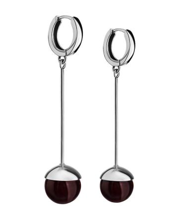 Silver Dangles With Cherry Amber The Paris, image 