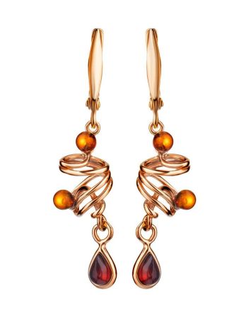 Gold Plated Amber Dangles The Siesta, image 