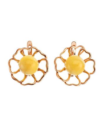 Gold Plated Floral Earrings With Amber The Daisy, image 