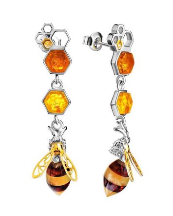 Flamboyant Design Amber Dangle Earrings The Bee, image 