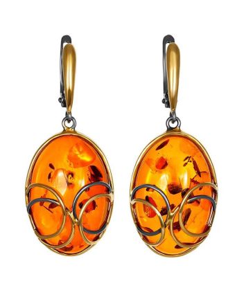 Gold Plated Amber Dangle Earrings The Meridian, image 