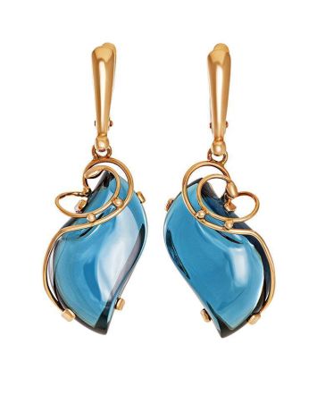 Golden Drop Earrings With Synthetic Topazes The Serenade, image 