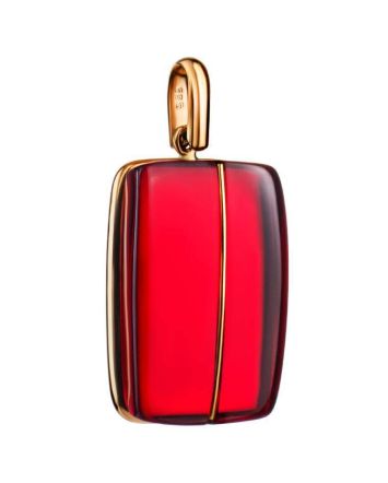 Bright Red Amber Pendant In Gold The Sangria, image 