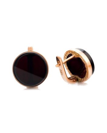 Cherry Amber Gold Plated Earrings The Furor, image 