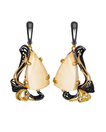 Voluptuous Gold-Plated Dangle Earrings With Mammoth Ivory The Era, image 