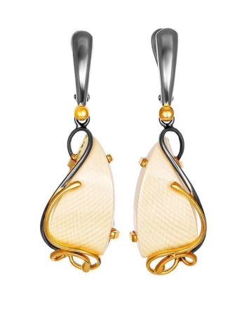 Flashy Gold-Plated Drop Earrings With Mammoth Tusk The Era, image 