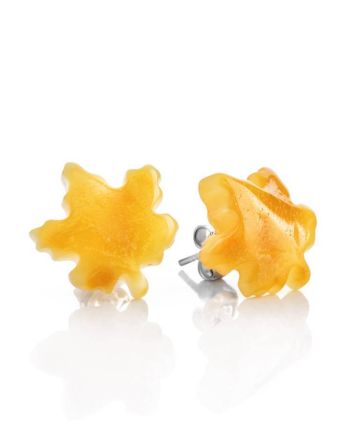 Honey Amber Stud Earrings The Maple Leaf, image 