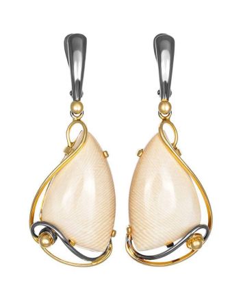 Elegant Gold-Plated Dangles With Genuine Mammoth Ivory The Era, image 