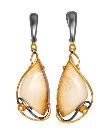 Stunning Gold-Plated Drop Earrings With Genuine Mammoth Ivory The Era, image 