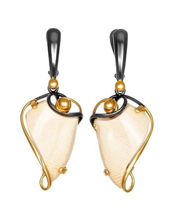 Filigree Gold-Plated Earrings With Natural Mammoth Tusk The Era, image 