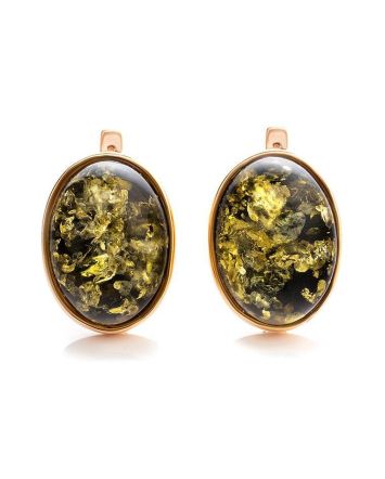 Oval Gold Plated Amber Earrings The Goji, image 